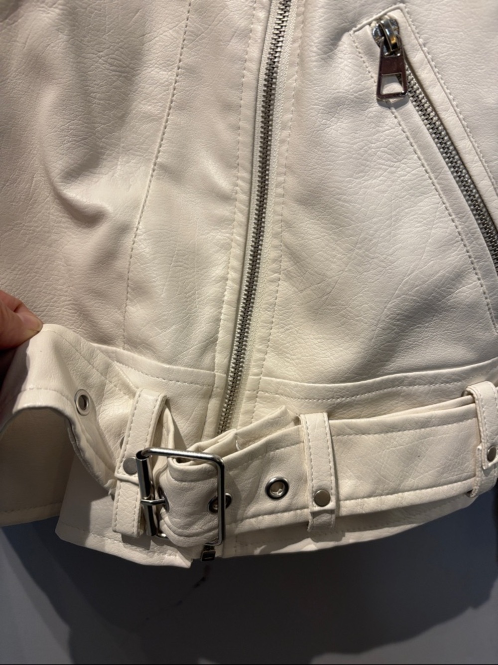 Vero Moda Vegan Leather White Moto Jacket - Picture 6 of 7
